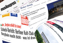 „Das Berghain schließt für immer!” – Nope. Über ein journalistisches Totalversagen mit Ansage Am 14. Oktober berichteten diverse Medien von der anstehenden Schließung des Berghain (Illustration: GROOVE) Am 14. Oktober berichteten diverse Medien von der anstehenden Schließung des Berghain (Illustration: GROOVE) und überregionale Medien berichten von der anstehenden Schließung des Berghain (Illustration: GROOVE)