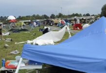 Echelon: Festival-Samstag wegen Unwetter abgebrochen Der Zeltplatz des Echelon Festivals am Samstagmorgen (Foto: Alyssa Haley / TikTok)