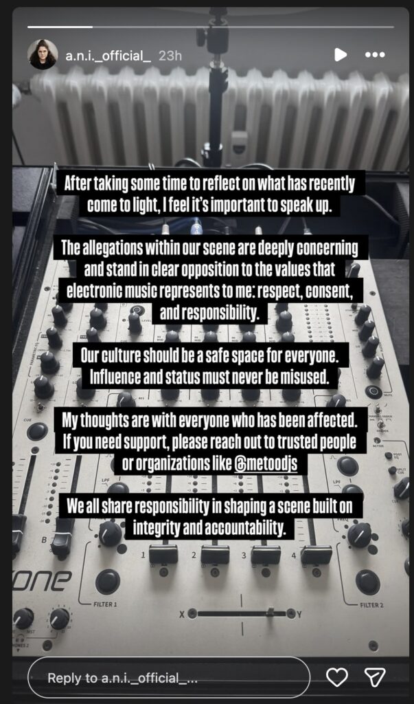 Das Statement von A.N.I. (Abbildung: Instagram)